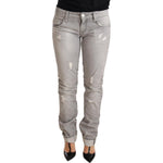 Acht Chic Slim Fit Tattered Gray Wash Jeans Jeans & Pants Acht Rosy Brown