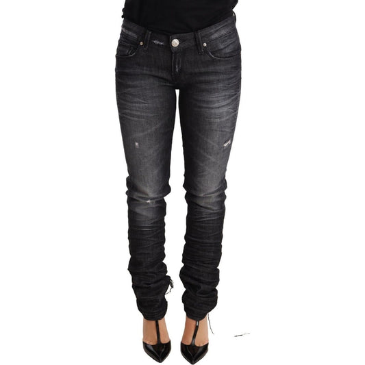 Acht Elegant Low Waist Skinny Black Denim Jeans & Pants Acht Dark Slate Gray