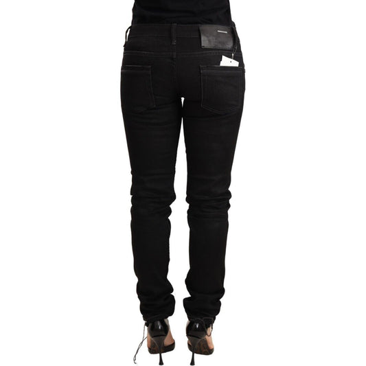 Acht Sleek Black Washed Skinny Jeans Jeans & Pants Acht Black