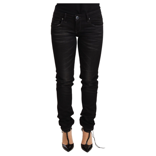 Acht Sleek Black Washed Skinny Jeans Jeans & Pants Acht Black
