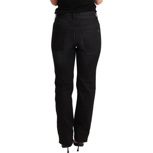 Ermanno Scervino Chic Black Washed Straight Cut Jeans Jeans & Pants Ermanno Scervino Black
