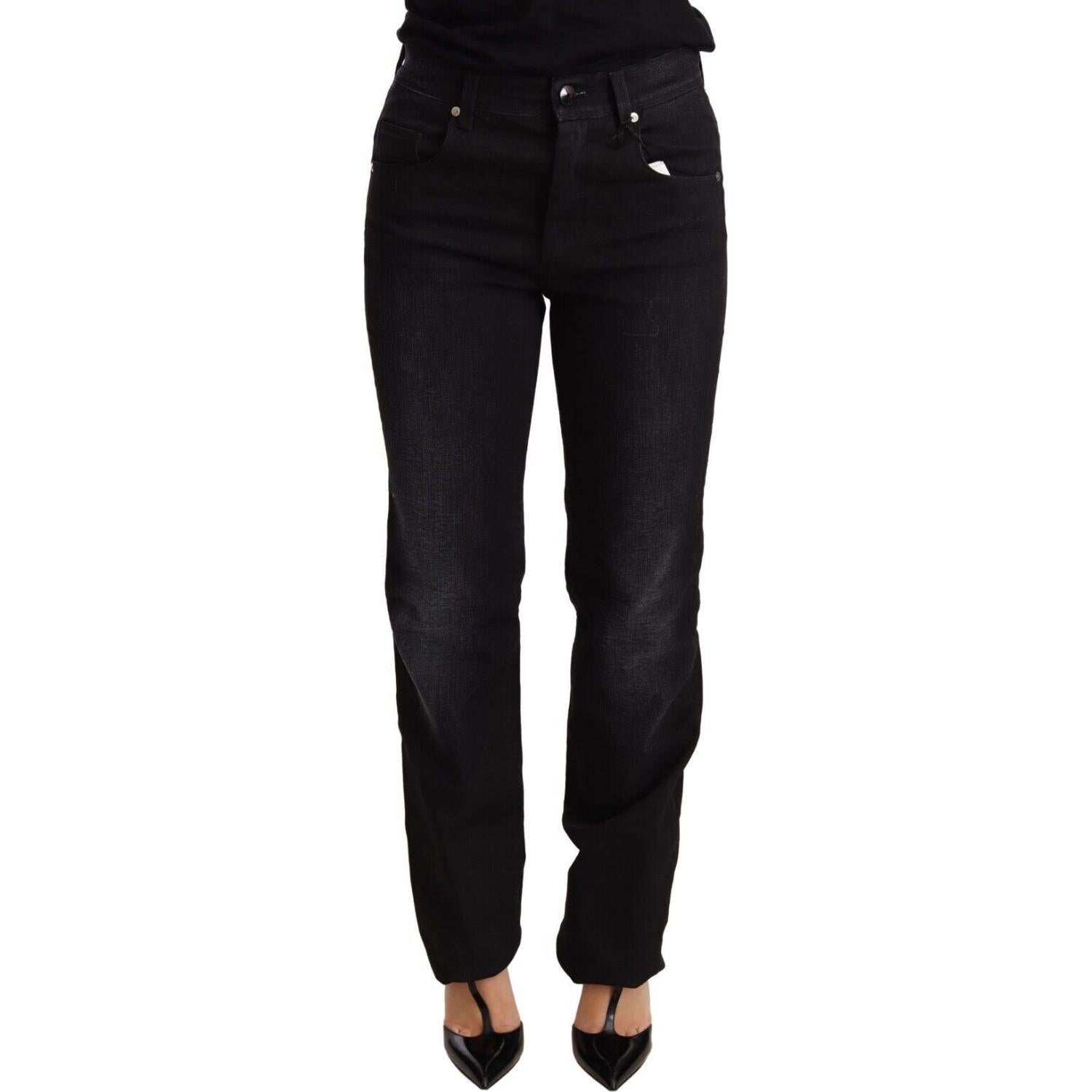 Ermanno Scervino Black Washed Straight Denim Trouser Cotton Jeans