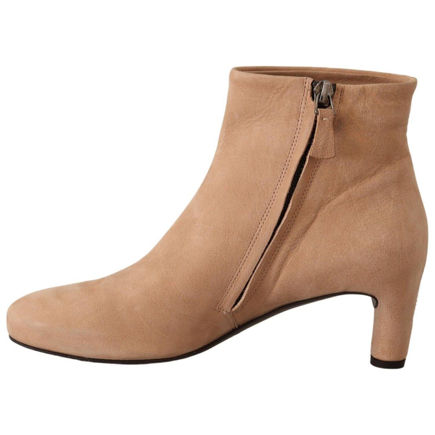 DEL CARLO Beige Suede Leather Mid Heels Pumps Boots Shoes WOMAN BOOTS