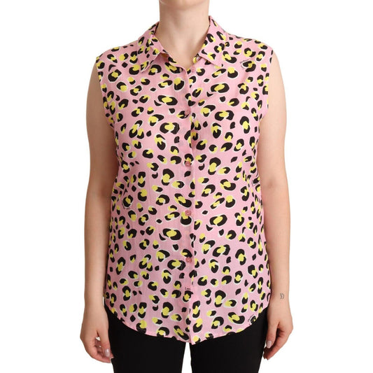 Love Moschino Sleeveless Leopard Print Polo Top WOMAN T-SHIRTS Love Moschino Tan