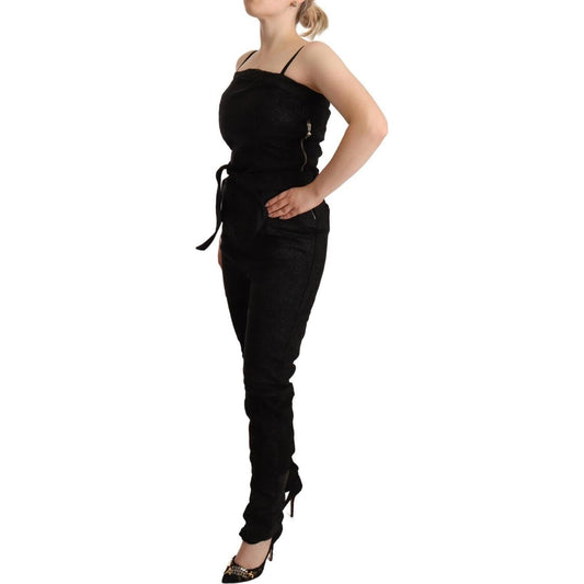 La Maison du Couturier Elegant Sleeveless Jumpsuit Dress in Black Jeans & Pants La Maison du Couturier Tan