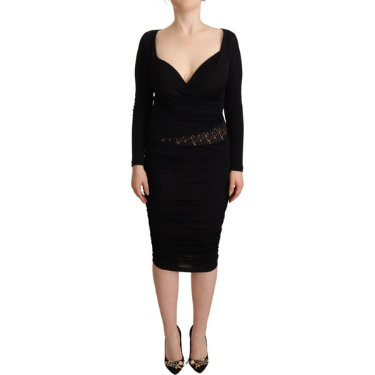 GF Ferre Elegant Black Sheath Dress with Sweetheart Neckline WOMAN DRESSES GF Ferre Tan