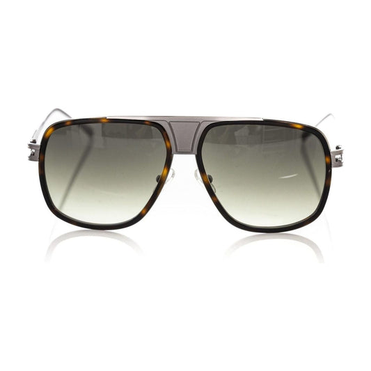 Frankie Morello Brown Metallic Fiber Men Sunglass Frankie Morello Slate Gray