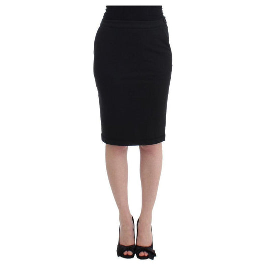 GF Ferre Chic Black Pencil Skirt Knee Length with Side Zip GF Ferre Rosy Brown