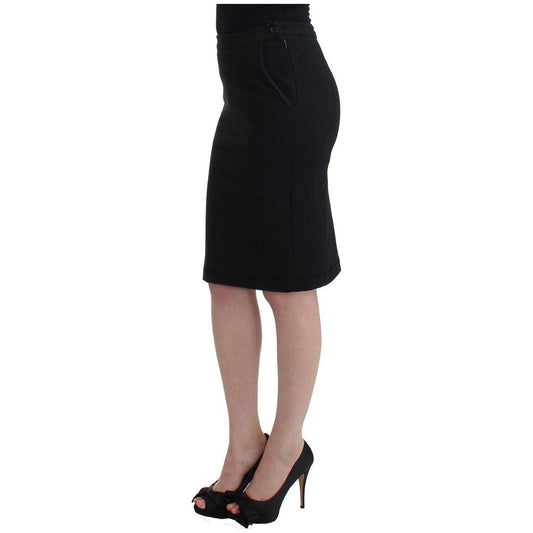 GF Ferre Chic Black Pencil Skirt Knee Length with Side Zip GF Ferre Black