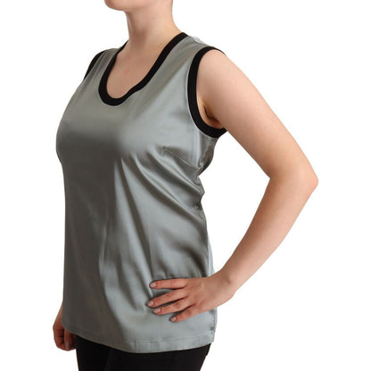 Dolce & Gabbana Silver Round Neck Sleeveless Casual Tank Top WOMAN TOPS AND SHIRTS