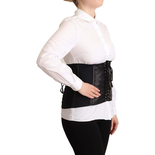 Dolce & Gabbana Chic Black Corset Belt Top WOMAN TOPS AND SHIRTS Dolce & Gabbana Antique White