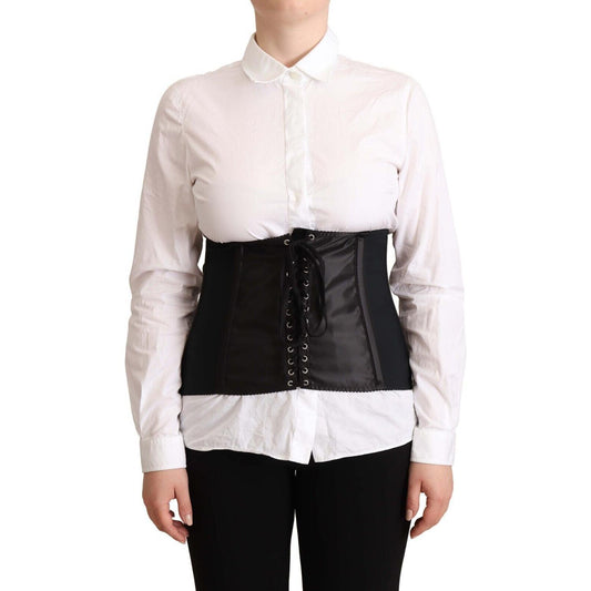 Dolce & Gabbana Chic Black Corset Belt Top WOMAN TOPS AND SHIRTS Dolce & Gabbana Light Gray