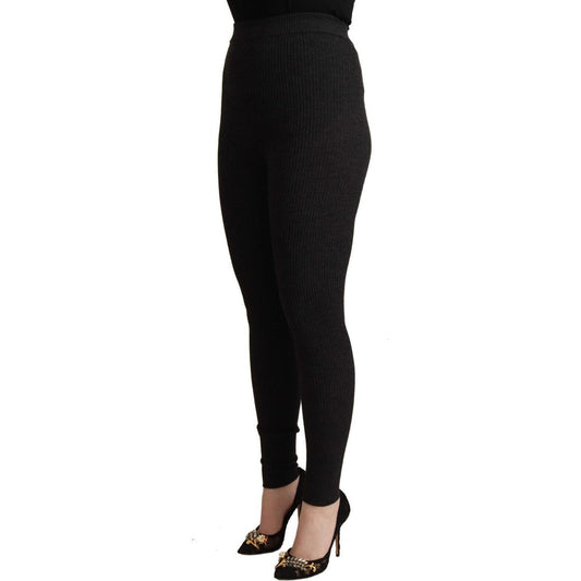 Dolce & Gabbana Elegant High-Waist Wool Tights Pants Jeans & Pants Dolce & Gabbana Black