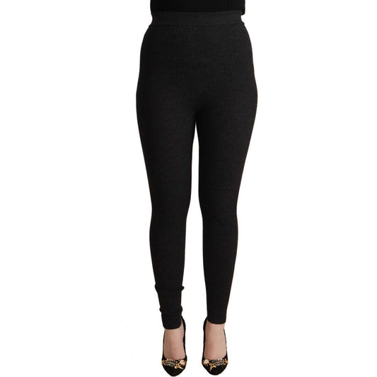 Dolce & Gabbana Elegant High-Waist Wool Tights Pants Jeans & Pants Dolce & Gabbana Black