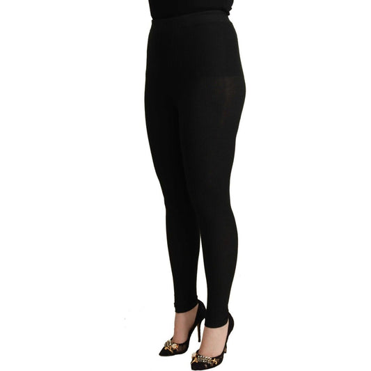 Dolce & Gabbana Elegant High Waist Cashmere-Silk Tights Pants Jeans & Pants Dolce & Gabbana Black