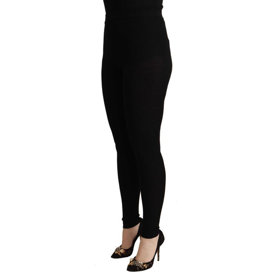 Dolce & Gabbana Black High Waist Cashmere Tights Pants Jeans & Pants Dolce & Gabbana Black