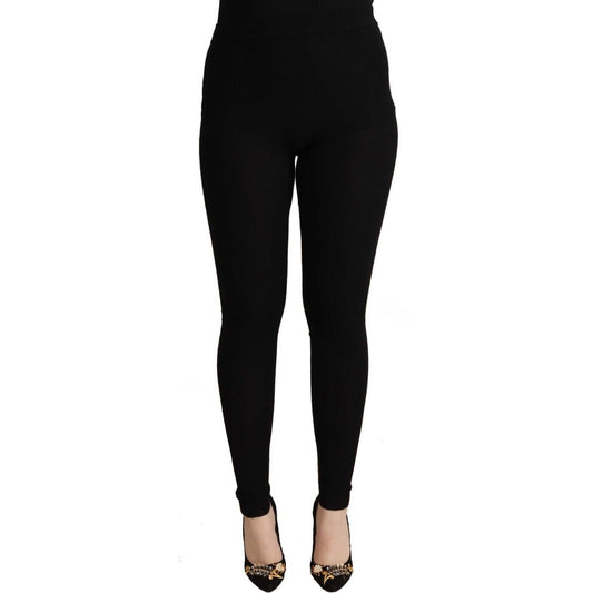 Dolce & Gabbana Black High Waist Cashmere Tights Pants Jeans & Pants Dolce & Gabbana Black