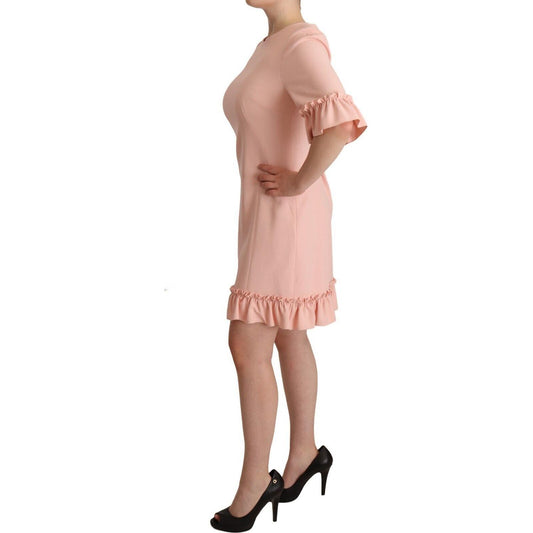 Dolce & Gabbana Ruffled Sleeve Sheath Dress in Pink Dolce & Gabbana Rosy Brown