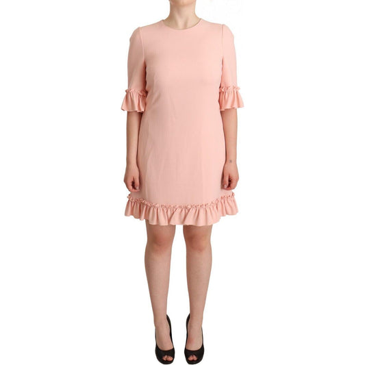 Dolce & Gabbana Ruffled Sleeve Sheath Dress in Pink Dolce & Gabbana Light Pink