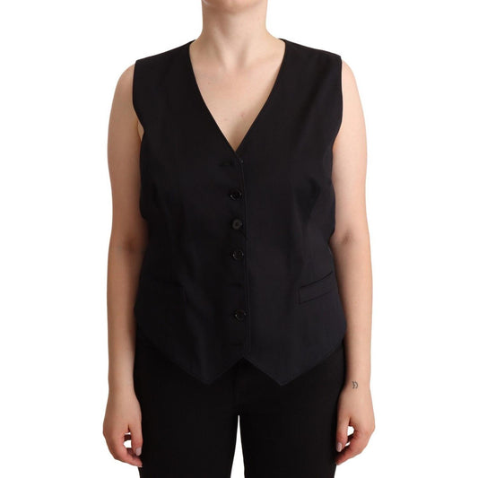 Dolce & Gabbana Chic Buttoned Black Waistcoat WOMAN TOPS AND SHIRTS Dolce & Gabbana Tan