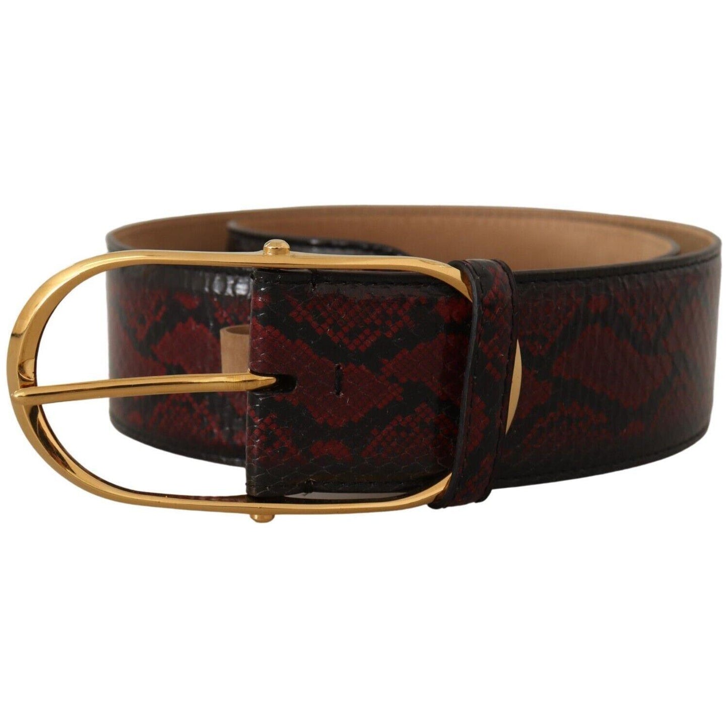 Dolce & Gabbana Red Exotic Leather Gold Oval Buckle Belt WOMAN BELTS
