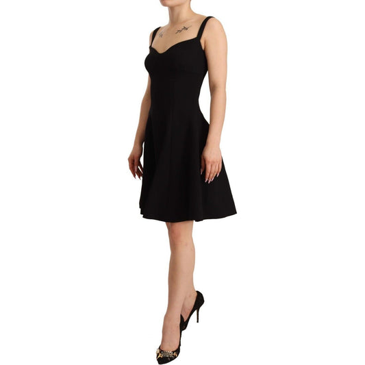 Dolce & Gabbana Elegant A-Line Sheath Dress in Black Dolce & Gabbana Tan