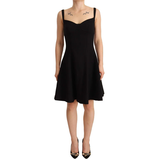 Dolce & Gabbana Elegant A-Line Sheath Dress in Black Dolce & Gabbana Tan