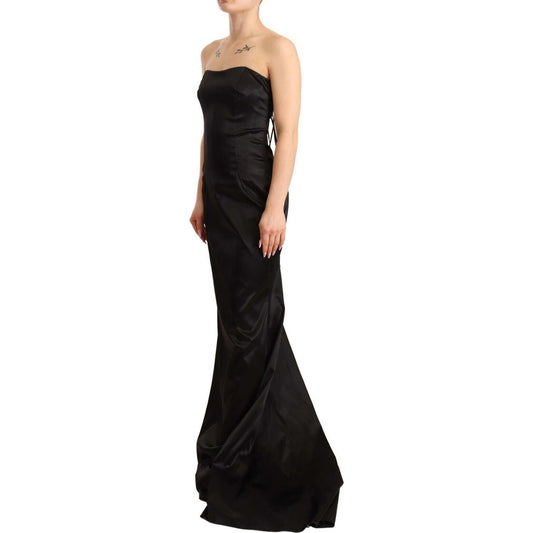 Dolce & Gabbana Elegant Black Strapless Mermaid Dress Dolce & Gabbana Tan