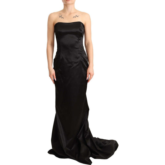 Dolce & Gabbana Elegant Black Strapless Mermaid Dress Dolce & Gabbana Tan