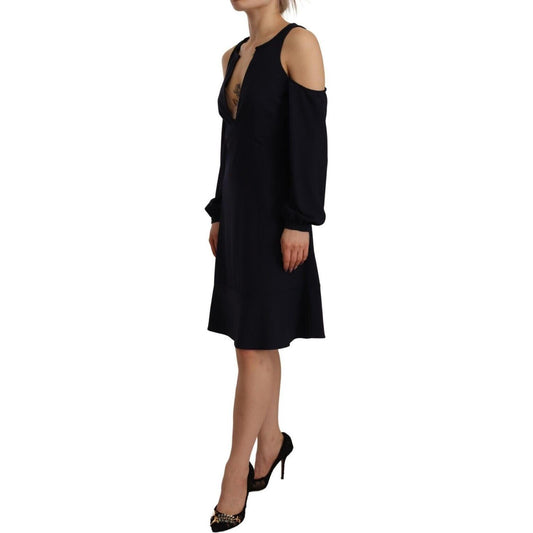 Twinset Chic Black Open Shoulder A-Line Dress Twinset Black