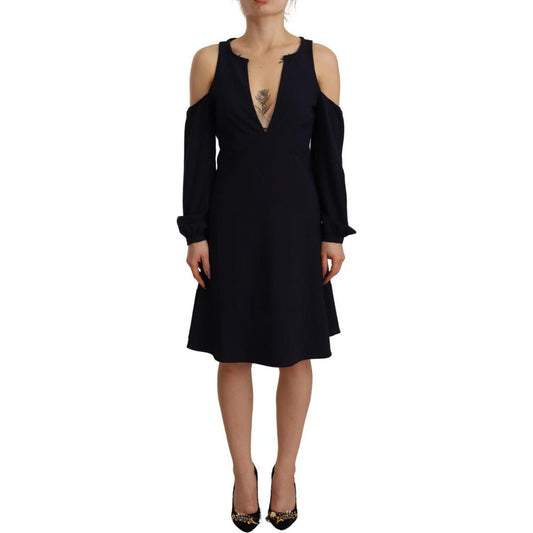 Twinset Chic Black Open Shoulder A-Line Dress Twinset Black