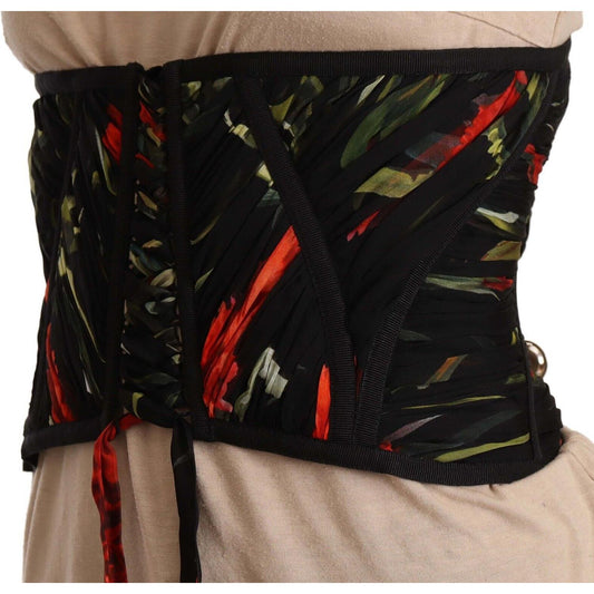 Dolce & Gabbana Elegant Black Silk Corset Belt Top Dolce & Gabbana Rosy Brown