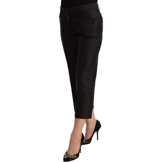 Dolce & Gabbana Chic Silk Cropped Trousers in Timeless Black Dolce & Gabbana Black