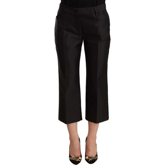 Dolce & Gabbana Chic Silk Cropped Trousers in Timeless Black Dolce & Gabbana Black