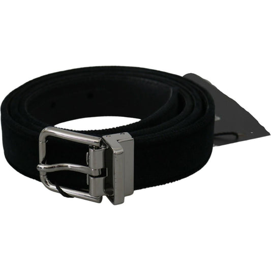 Dolce & Gabbana Elegant Black Leather Belt with Velvet Interior Dolce & Gabbana Black