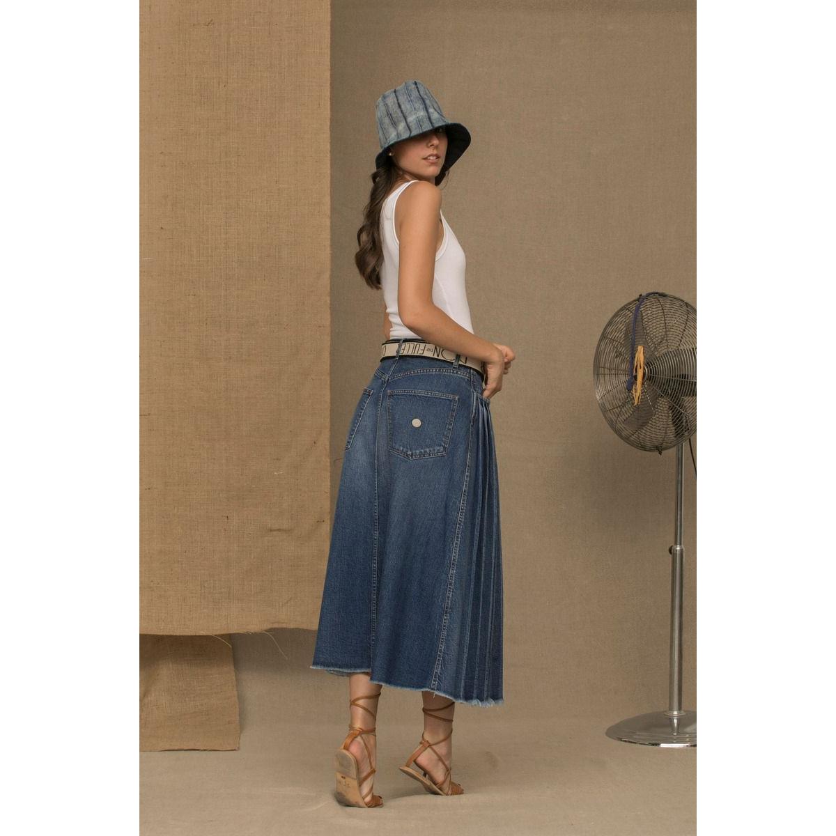 Don The Fuller Blue Cotton Women Skirt