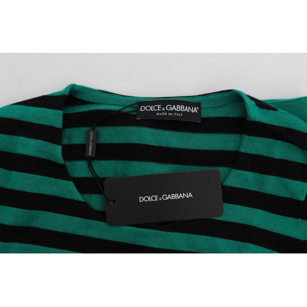 Dolce & Gabbana Green Black Silk Cashmere Sweater