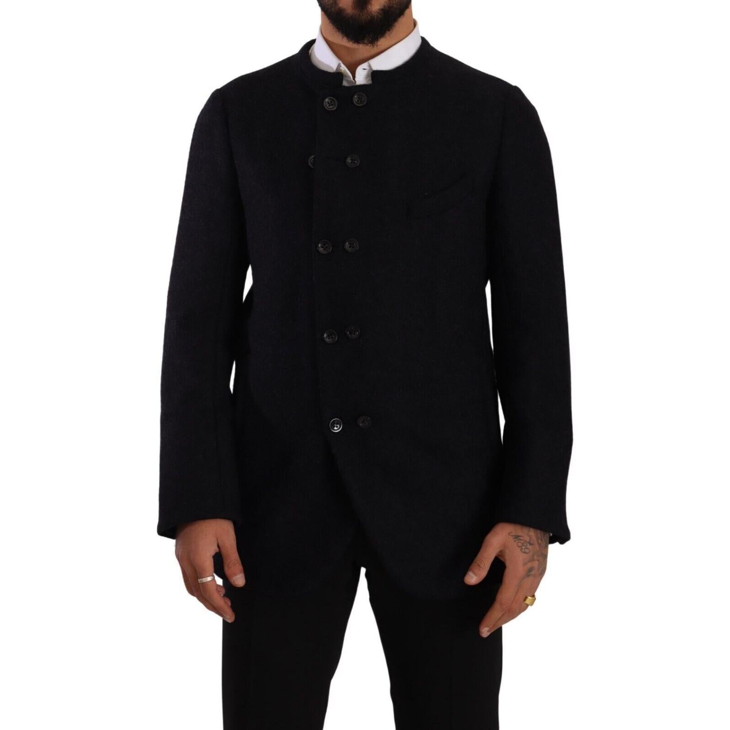 Dolce & Gabbana Gray Alpaca Button Down Men Coat Jacket