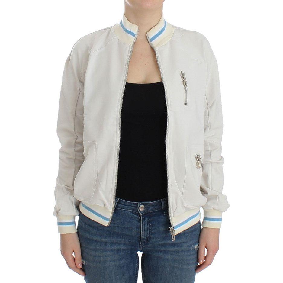 John Galliano White Mock Zip Cardigan Sweatshirt Sweater