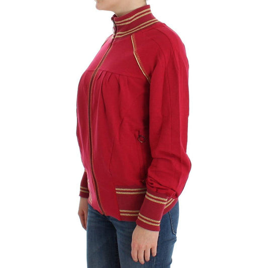 John Galliano Elegant Pink Zip Cardigan with Logo Detailing John Galliano Brown
