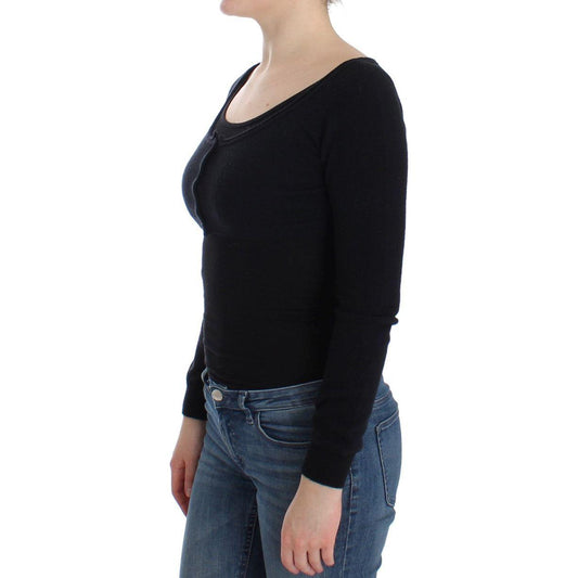 Ermanno Scervino Chic Cropped Black Wool-Cashmere Sweater Ermanno Scervino Black