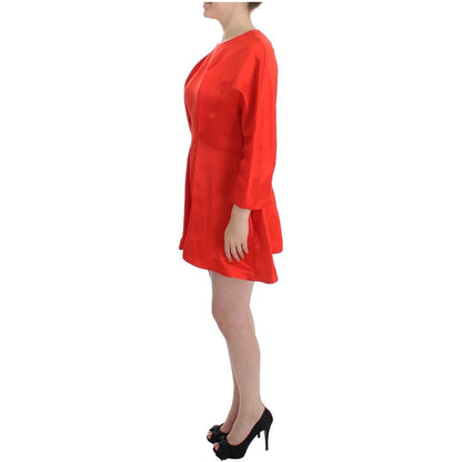Fyodor Golan Red Mini Linen 3/4 Sleeve Sheath Dress