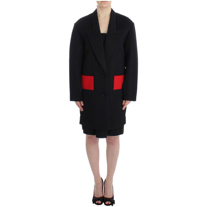 KAALE SUKTAE Black Coat Trench Long Draped Jacket Blazer Blazer Jacket