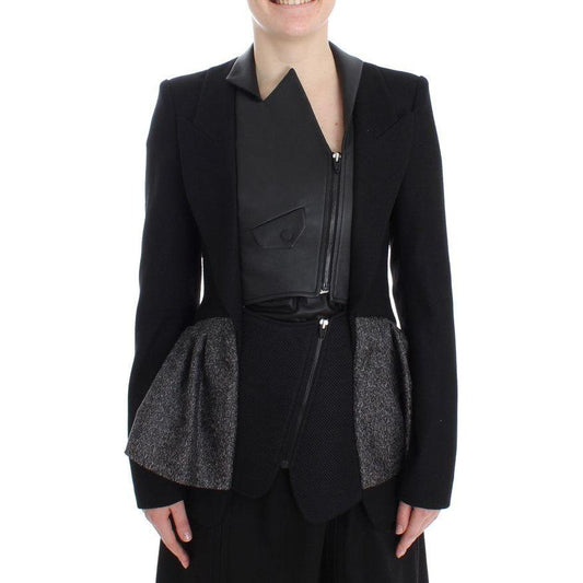 KAALE SUKTAE Elegant Monochrome Zippered Blazer Jacket Coats & Jackets KAALE SUKTAE Black