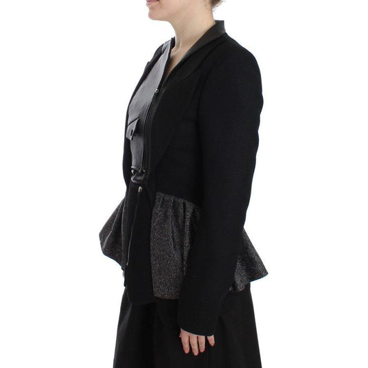 KAALE SUKTAE Elegant Monochrome Zippered Blazer Jacket Coats & Jackets KAALE SUKTAE Black
