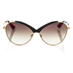 Frankie Morello Black Metallic Fiber Women Sunglasses Frankie Morello Light Gray