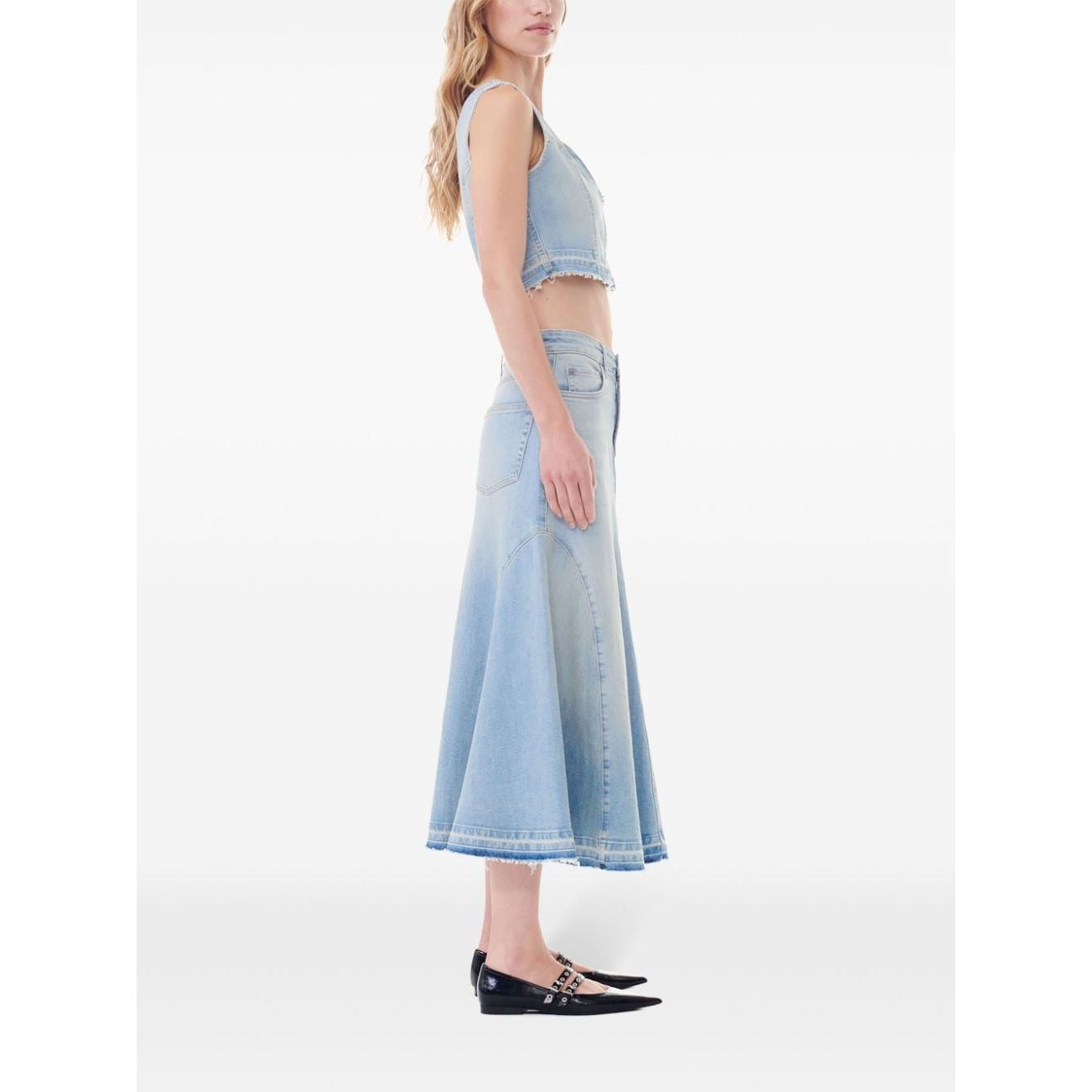 Ganni Flared denim skirt