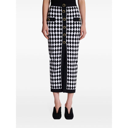 Balmain Diamond-intarsia knitted midi skirt