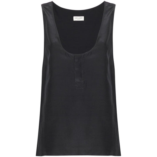 Saint Laurent Henley-neck silk tank top