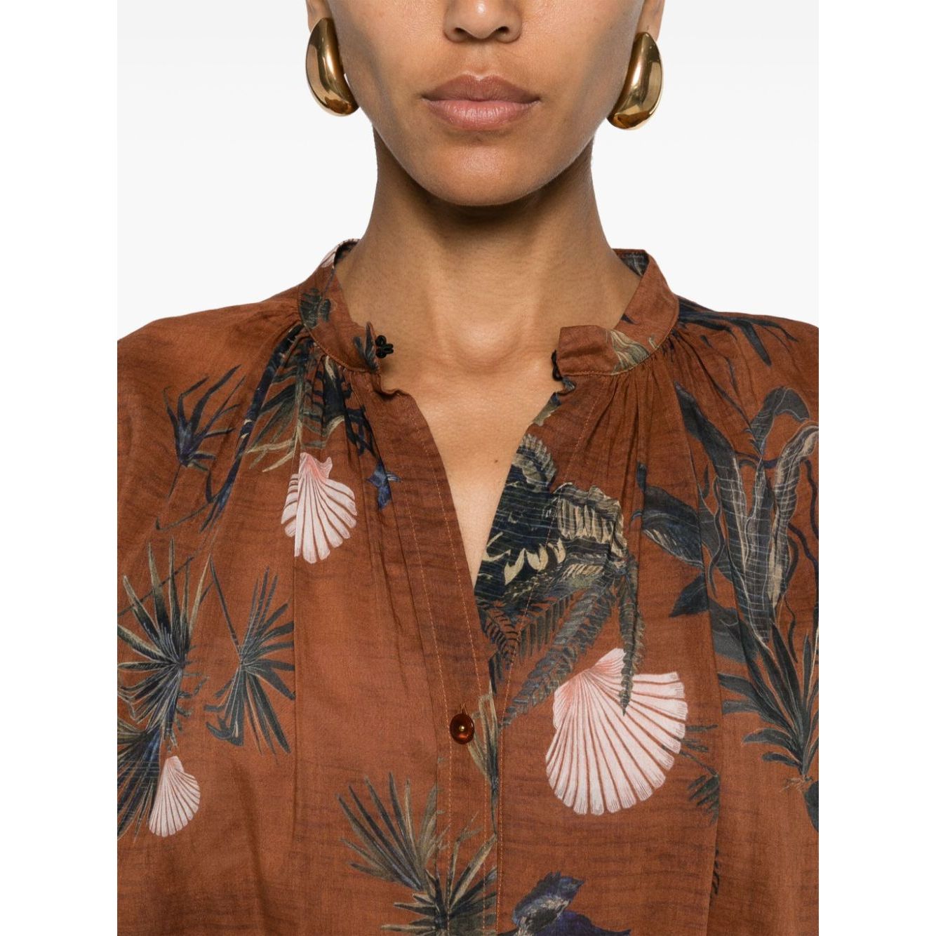 Forte Forte mix-print semi-sheer shirt